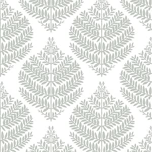 Hygge Fern Damask Green Peel And Stick Wallpaper Cameroon - View #3