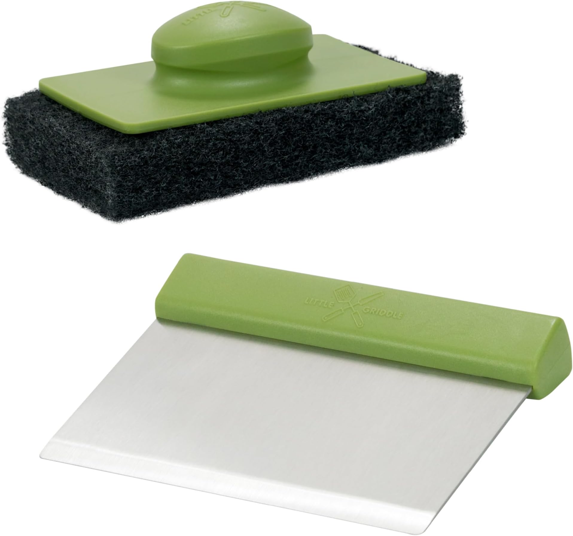 LITTLE GRIDDLE GK540 Heavy Duty Professional Grade Stainless Steel Blade Scraper and Restaurant Grade Scrubber for Cleaning Outdoor Gas or Charcoal Grill Griddles