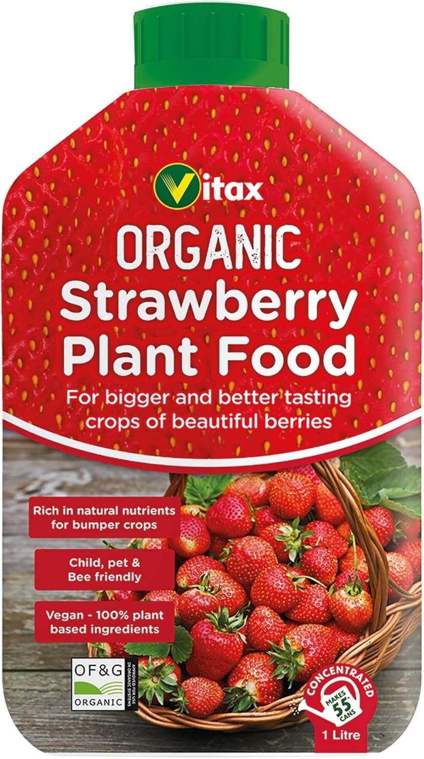 Vitax Organic Liquid Strawberry Feed 1L, Natural High Potash Fertiliser for Healthy Growth, Rich Flavour and Increased Yields of Strawberries and Soft Fruits Ideal for Grow Bags Red - 1 Pack