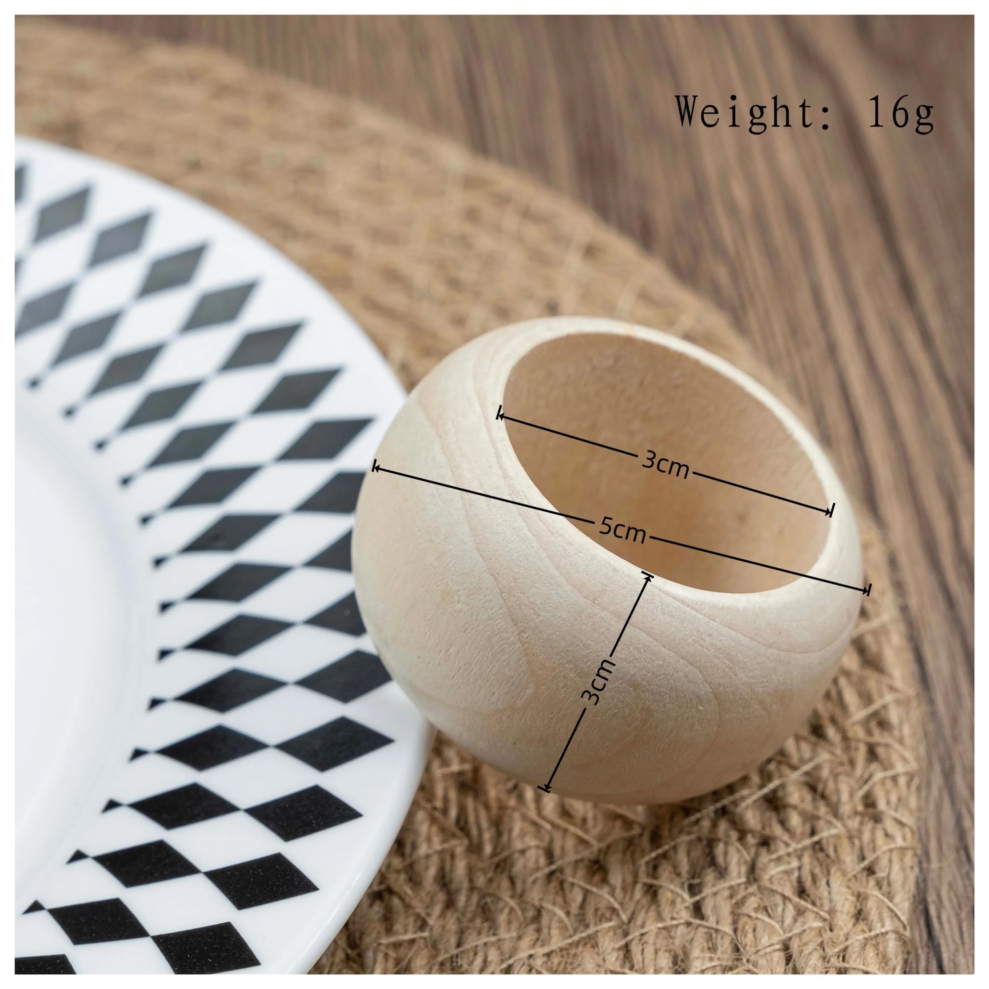 Set di portatovaglioli Confezione da 6 portatovaglioli in legno, tavolo in, decorativi realizzati a mano for matrimoni, banchetti, famiglia(Brown)