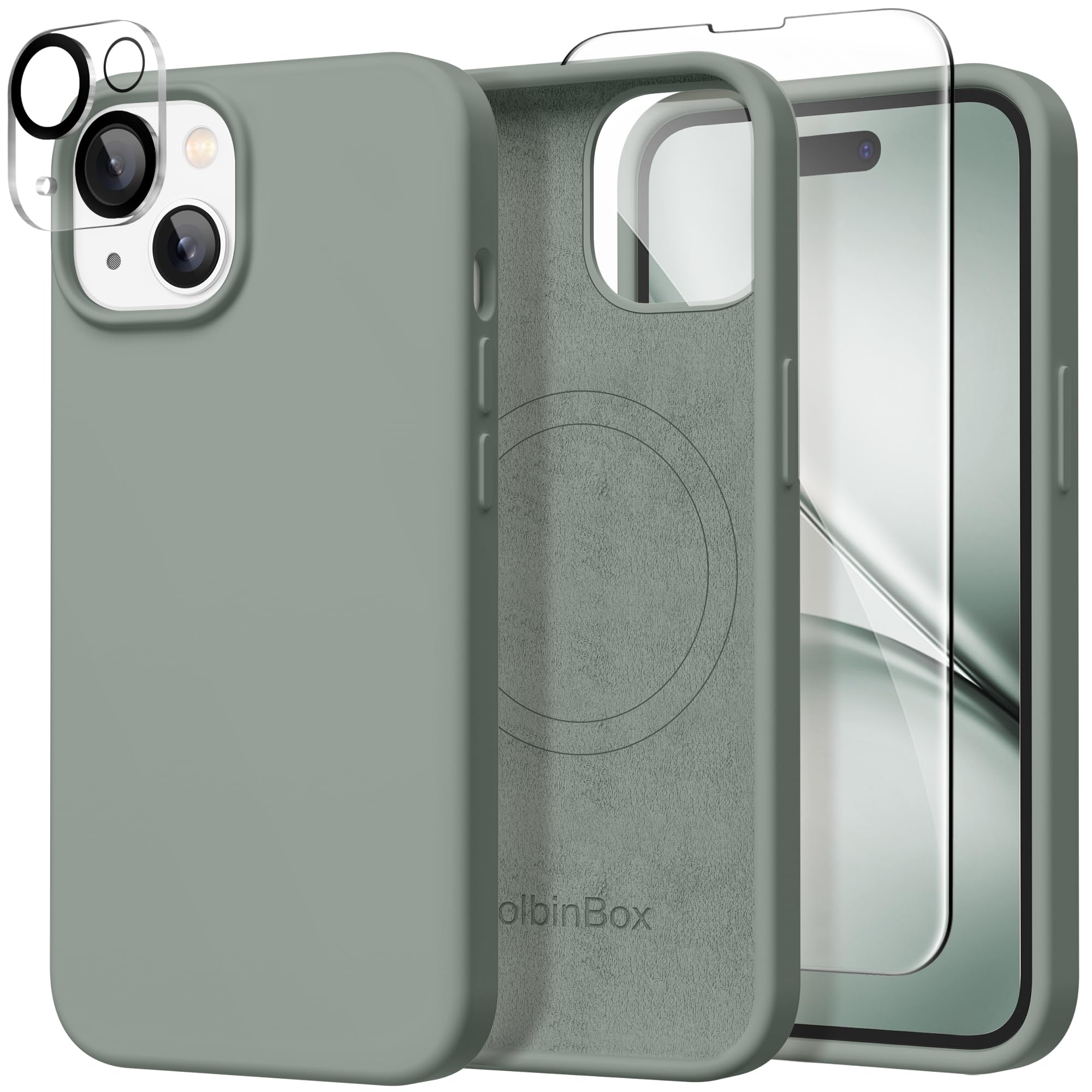 GolbinBox Magnetic for iPhone 15 Case, Compatible with MagSafe, [Soft Anti-Scratch Microfiber Lining], Slim Liquid Silicone Shockproof Protective