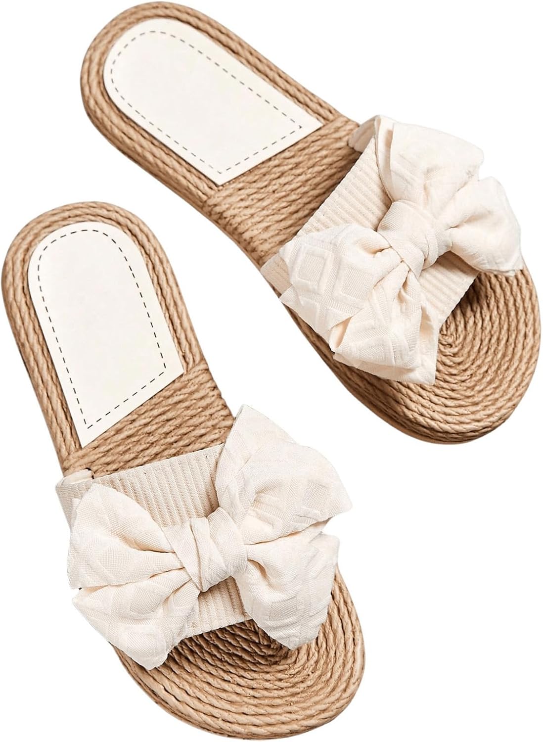 Verdusa Women’s Bow Open Toe Flat Summer Slide Sandals Beach Flats