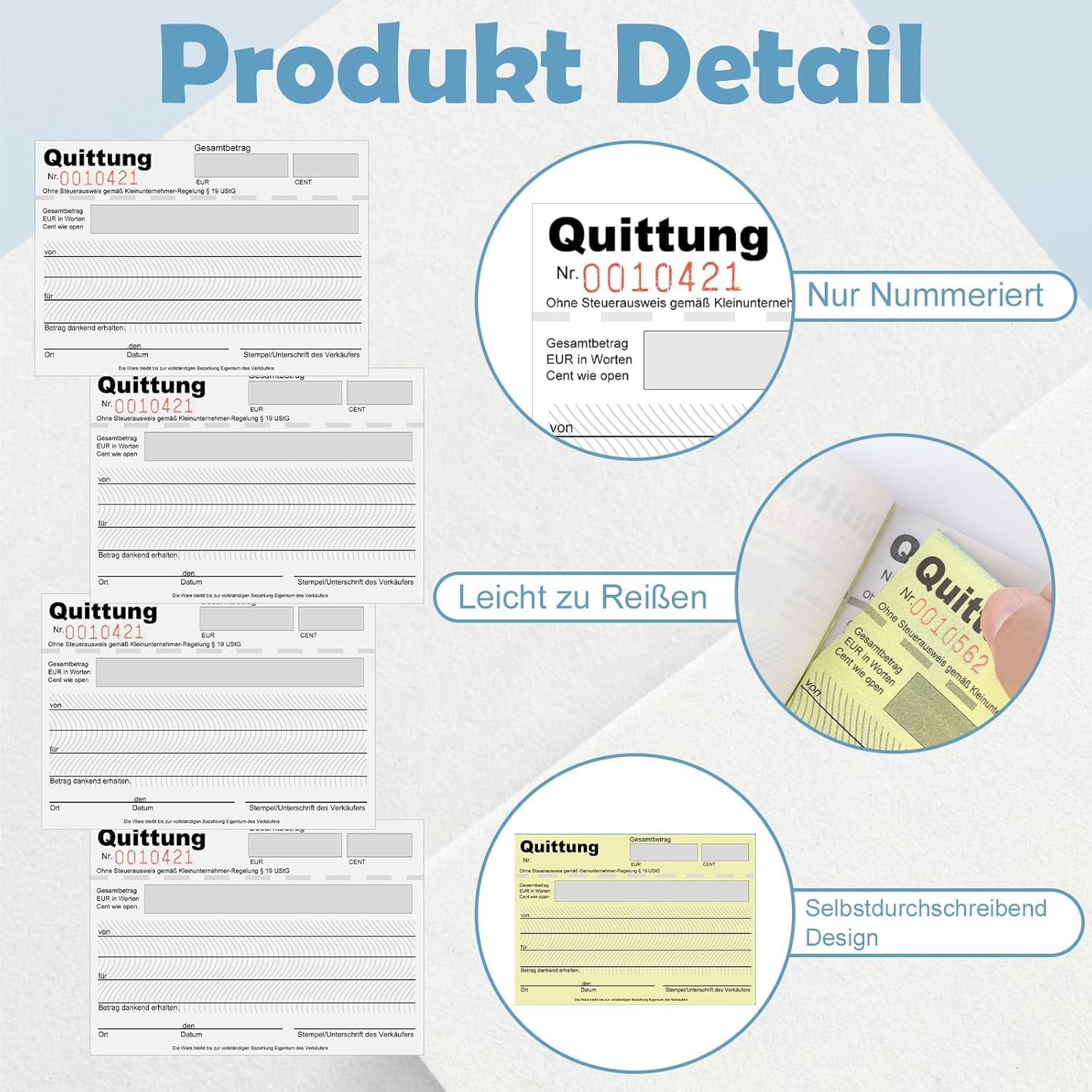 Small Business Receipt Pads - A6 Landscape Size - 2 X 40 Sheets - Numbered & Micro-Perforated Receipt Pads - Carbonless - White (Pack Of 10 - View #2