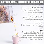 Cyrico Cereal Containers Storage Set, Large Cereal Storage Container 4 Pieces Kitchen Pantry Organization and Airtight Food Containers Storage with Lids Plastic for Flour Snacks, Labels, Spoons