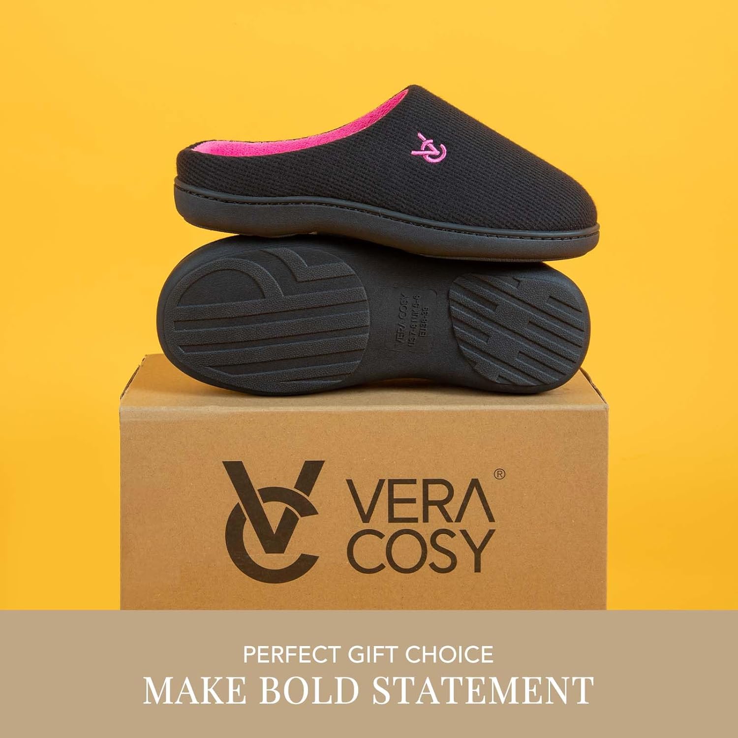 VeraCosy Women's Two-Tone Slippers Soft Comfy Knit Memory Foam Non-slip Indoor Outdoor House Shoes - Image 7