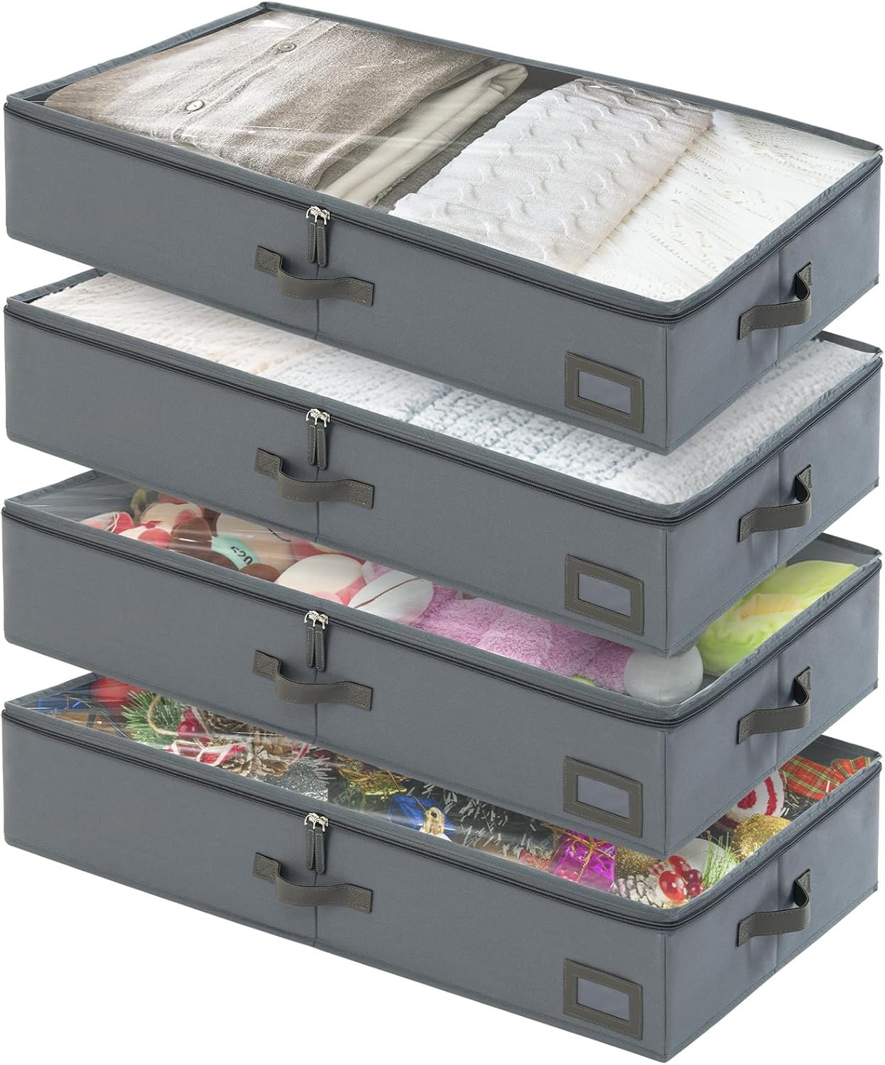 6-Inch Under Bed Organizer, Under Bed Storage Container, Under Crib/Couch Storage, Underbed Storage Box for Seasonal Clothing, Sweaters, Shoes, Blankets, Wrapping Paper & Toys 33" L17" W6" H