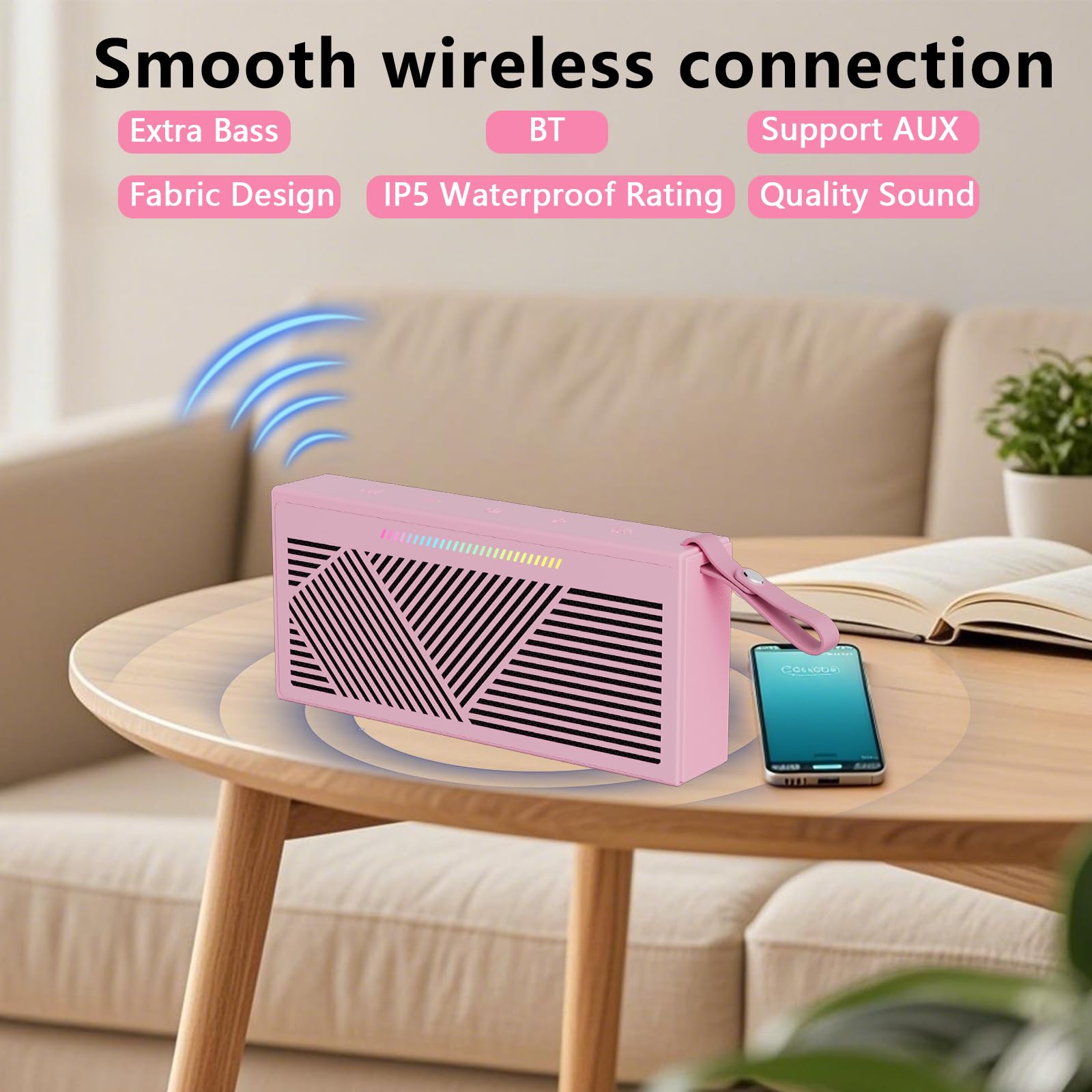 Altoparlante Bluetooth, altoparlante portatile wireless Bluetooth con suono HD, altoparlante impermeabile IPX5 con luci LED RGB, Bluetooth5.3, accoppiamento TWS, lunga durata, per casa/festa/esterni