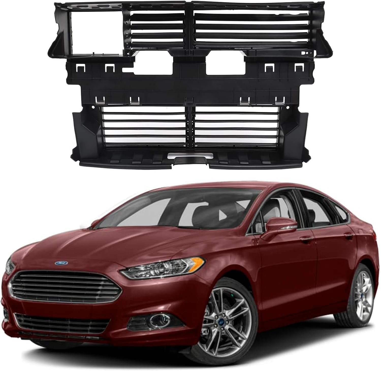 PartsFlow Enlarged Air intake Radiator Shutter Grille w/o Actuator Motor Suitable For Adaptive Speed Control Model For 2013 2014 2015 2016 Ford Fusion 601-596