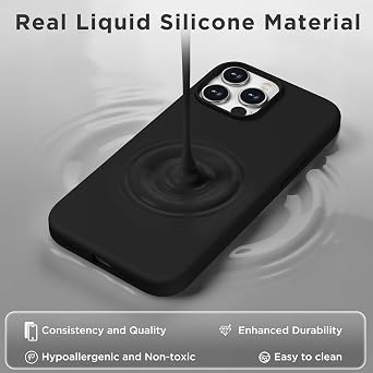 Magnetic for iPhone 16 Pro Max Case, Silicone Cover, Black