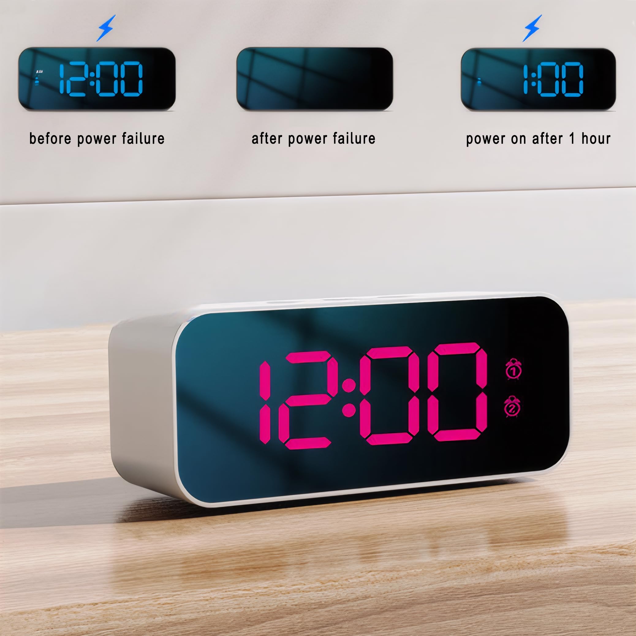 Orologio digitale con display RGB a colori, controllo vocale, multifunzione, LED, registrazione vocale, sveglia, retroilluminazione regolabile, funzione snooze 12/24 ore, presa per
