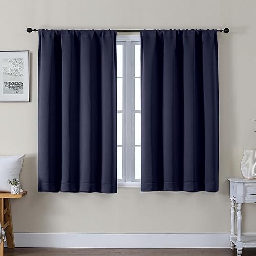 Miniatura 120 de Gwine - Cortinas opacas negras para dormitorio de 84 pulgadas de largo, juego de 2 paneles, cortinas sólidas reductoras de ruido con aislamiento