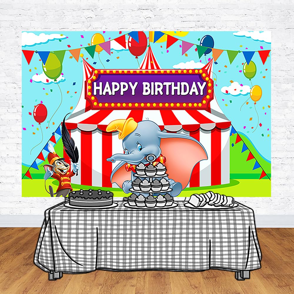Dumbo Hintergrund Für Geburtstagsparty – 150 X 90 Cm, Polyester, Für Foto-Hintergrund & Deko
