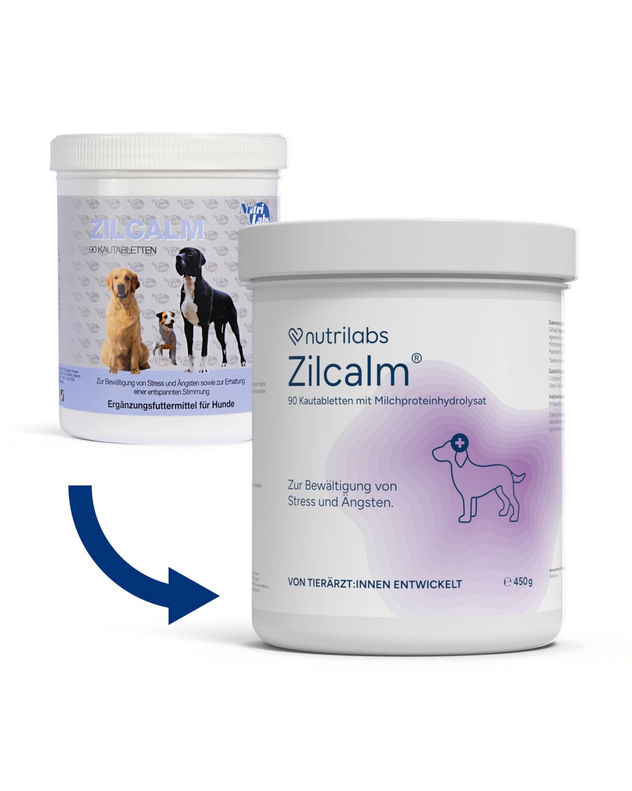 NutriLabs Zilcalm Beruhigungstabletten für Hunde - 90 STK. - mit Milchprotein, Ashwagandha, Probiotika, L-Tryptophan UVM. - Beruhigungsprodukte für Hunde - Nahrungsergänzungsmittel Hund