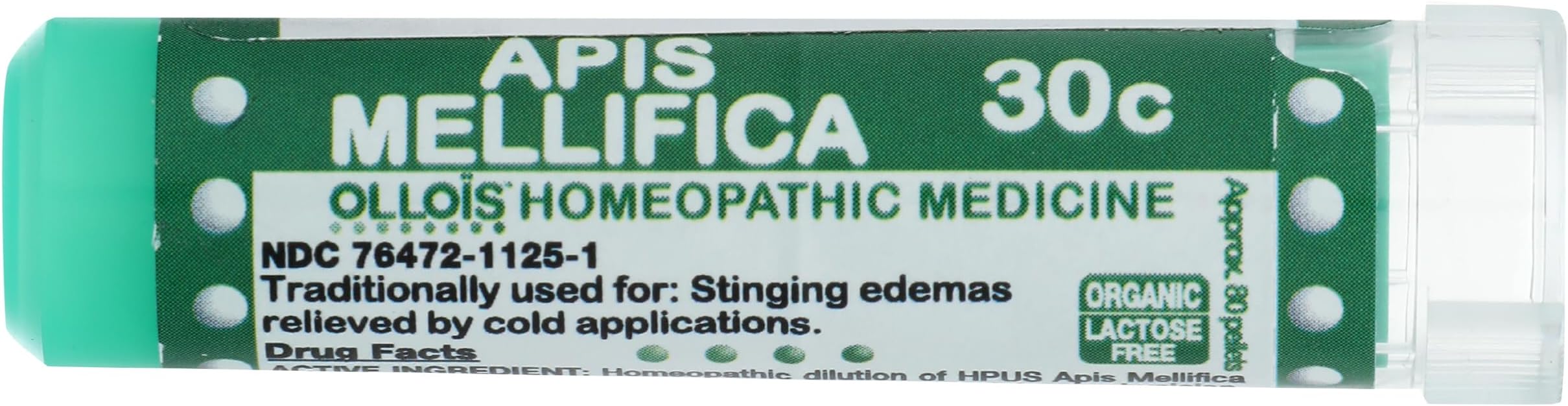 OLLOIS Apis Mellifica 30c, Organic, Lactose-Free Homeopathic Medicine, 80 Pellets (Pack of 1)