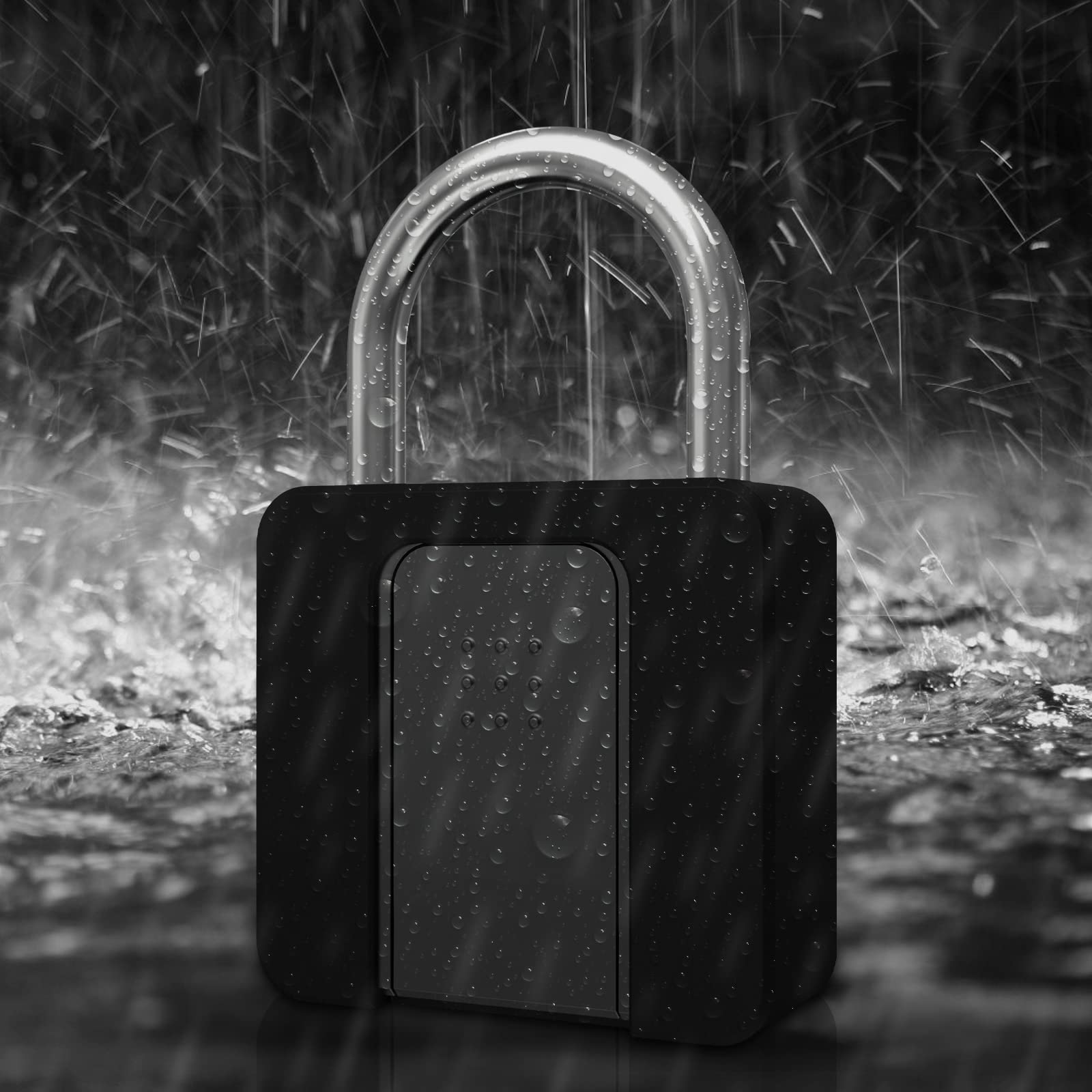 Candado de huellas dactilares, Eseesmart Gran Smart Lock, Candado Biométrico Bluetooth con llave, Candado Impermeable con Carcasa de Goma Gimnasio, Armarios, Oficina