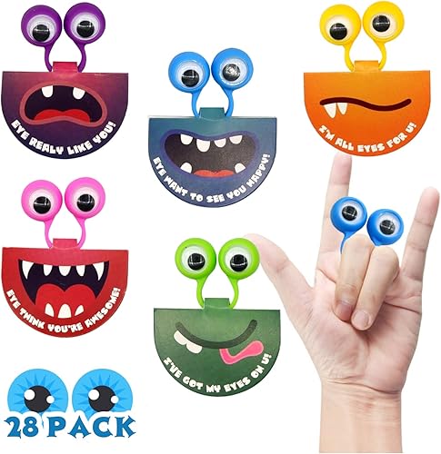 Tarjetas de San Valentín para el aula de los niños paquete de 28 tarjetas de San Valentín con juguetes de ojos pegajosos regalos de San Valentín