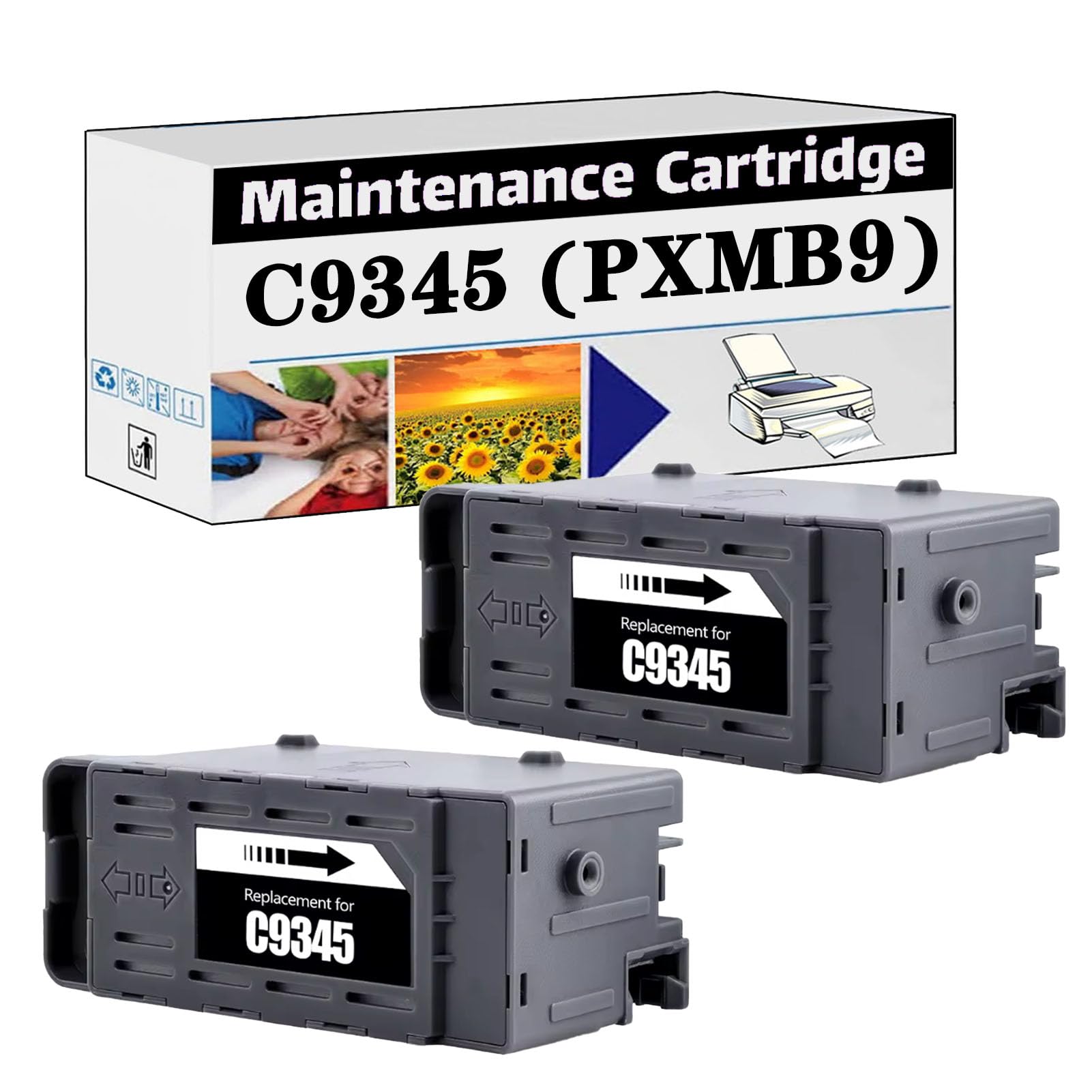 PuCio Serbatoio di Inchi Inchiostro a Cartuccia di Manutenzione C9345 C9345 PXMB9, Lavoro per EPSON ET-18100 L15150 L15160 L18050 L6460 L8050 L8160 L8180 ET-16600 ET-16650 2 Pack