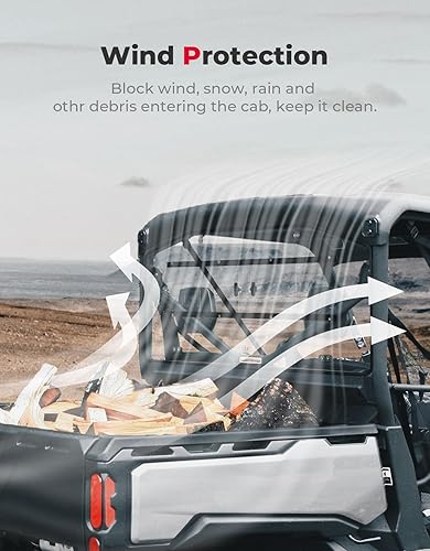 Miniatura 4 de KEMIMOTO Parabrisas trasero UTV, ventana trasera con panel deslizante compatible con Can-Am Defender HD 5810MAX 2016 2017 2018 2019 2020 2021 2022