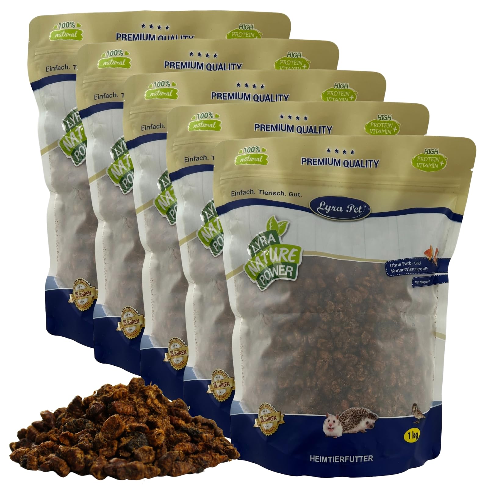 Lyra Pet® 5 kg Seidenraupen getrocknet Vogelfutter Wildvögel Nager | Reich an Proteinen & ungesättigten Fettsäuren - Nährstoffspender & Energiequelle I Natürliches Futter
