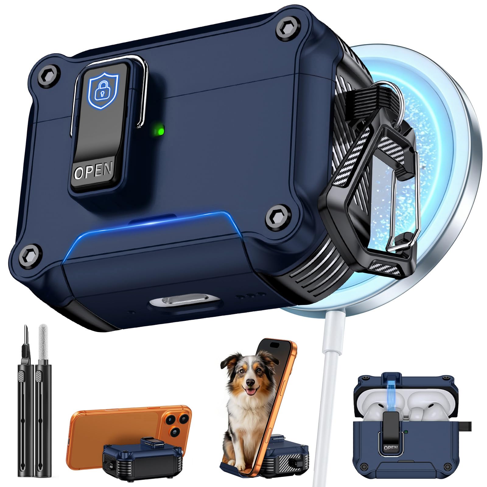 Inesore for AirPods Pro 3 Case with Secure Lock (Dark Blue)