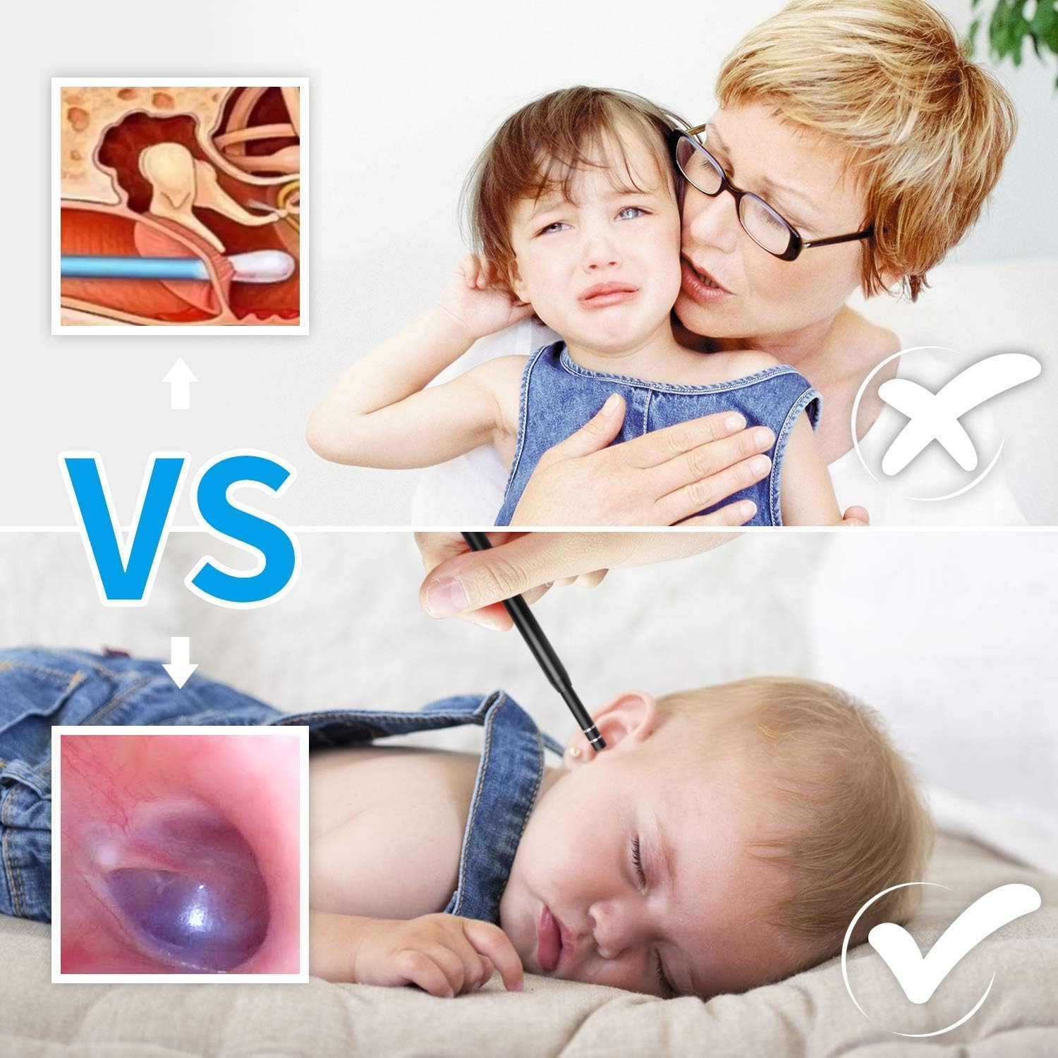 Otoscopio USB 3 en 1, Mini cámara Visual Mejorada de 5.5 mm de diámetro, endoscopio de oído HD con Herramienta de Limpieza de Cerumen y 6 Luces LED Ajustables para OTG Android, Windows y Mac.