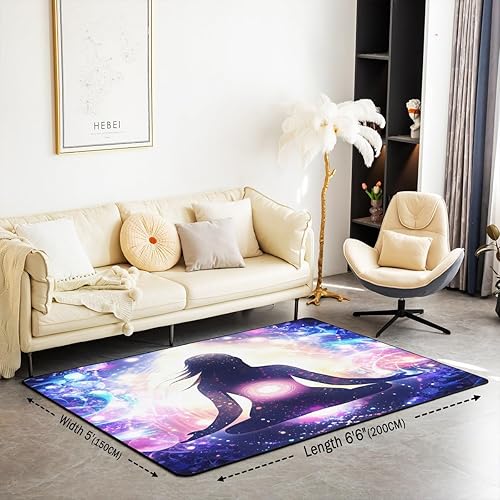 Miniatura 3 de jejeloiu Alfombras de chakras para sala de estar, dormitorio, 5 x 7 pies, para niños, mujeres y hombres, alfombra decorativa espiritual zen,