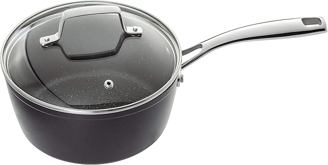 Stellar Rocktanium SP46 20cm 2.1L Non-Stick Saucepan with Glass Lid, QuanTanium Non Stick, Induction Ready, Dishwasher Safe - 10 Year Non-Stick Warranty
