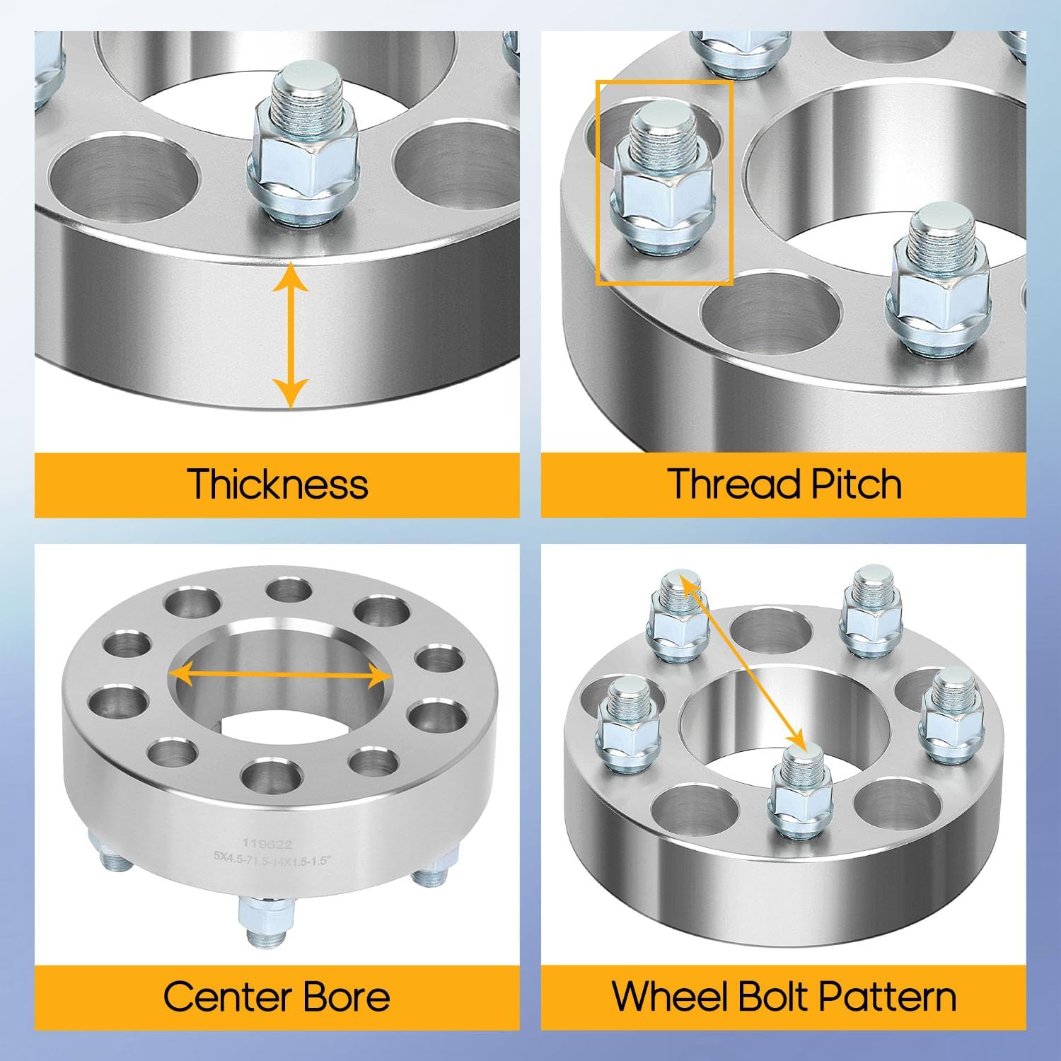OCPTY 5x4.5 Wheel Spacers 1.5 inch with 14x1.5 Studs 71.5mm fit for 2005-2019 for 300 Wheel Spacers 2006-2019 for Charger Wheel Spacers 2set