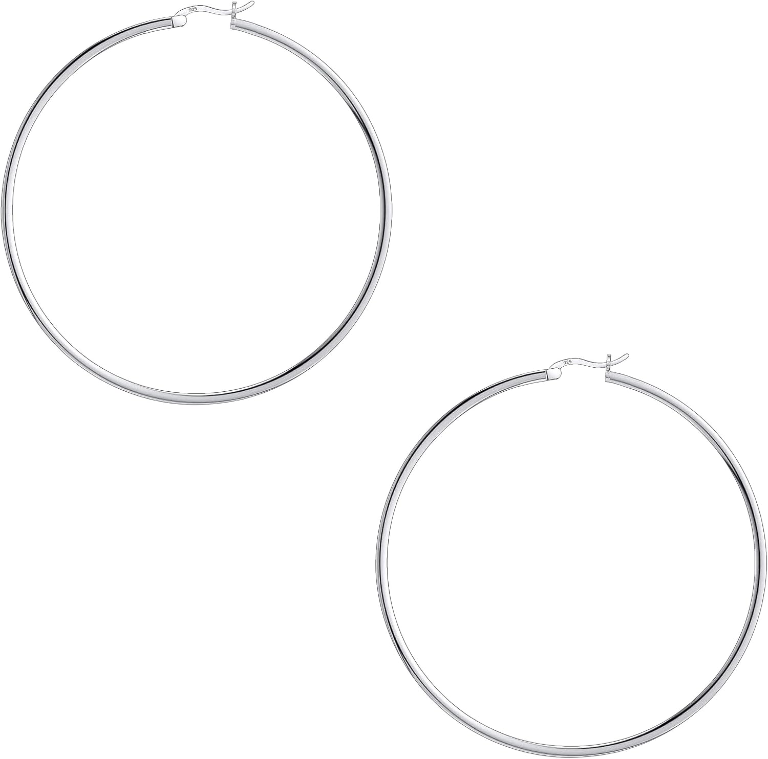 Savlano 925 Sterling silver Round Hoop Earrings for Women Comes in 30MM-65MM