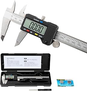 Digital Caliper 0-12"/300mm Measuring Tool with Metal Ruler, Micrometer Caliper with Auto-Off Feature, Interchangeable Between inches and millimeters for DIY/Household and 3D Printing, Black