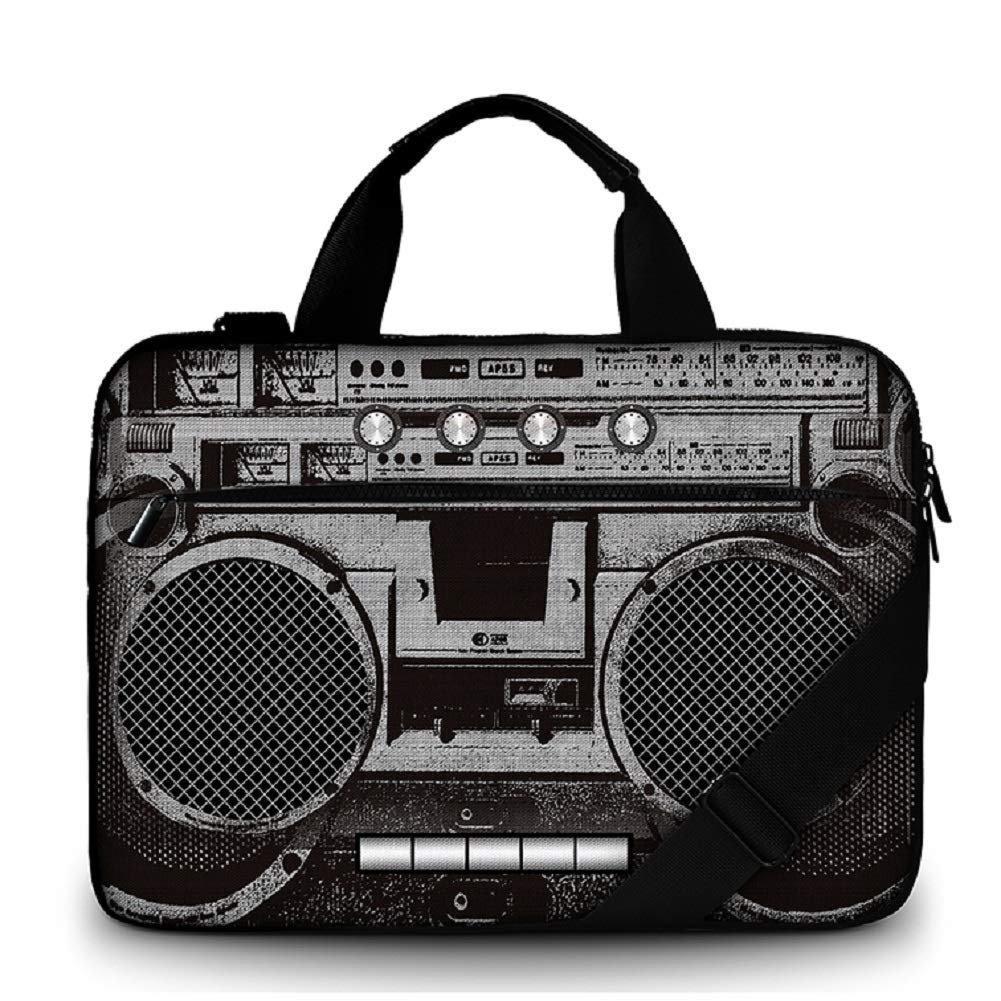 Funky Planet17" 17.3" inch Canvas Strong Laptop Notebook Case Bag with Handle, Strap and Zipped Pocket Protective Cover Bags/Cases, 17" Canvas Boombox