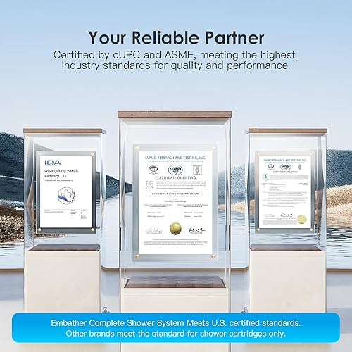 Miniatura 3 de Emabather. - Sistema de ducha negro de 12 pulgadas, de montaje, grifo de ducha con cabezal de ducha de lluvia cuadrado y soporte de mano, negro