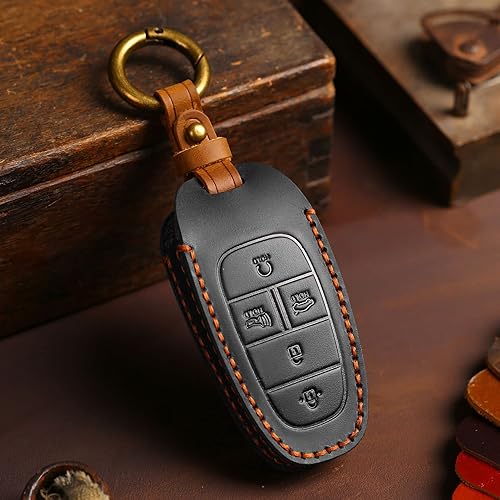 Miniatura 10 de SANRILY Funda de cuero para llavero para Hyundai Sonata Tucson 2022 2021 2020 Santa Fe Santa Cruz sin llave, funda de protección completa, carcasa