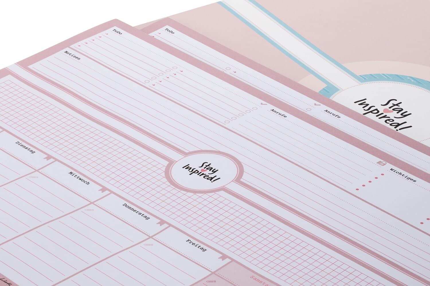 Schreibtischunterlage in pink/rosa aus Papier mit 50 Blatt zum Abreißen –im Format DIN A3 -Für Kinder und Erwachsene – Abrissplaner mit Wochenplaner ... 2023 – Stay Inspired by Lisa Wirth