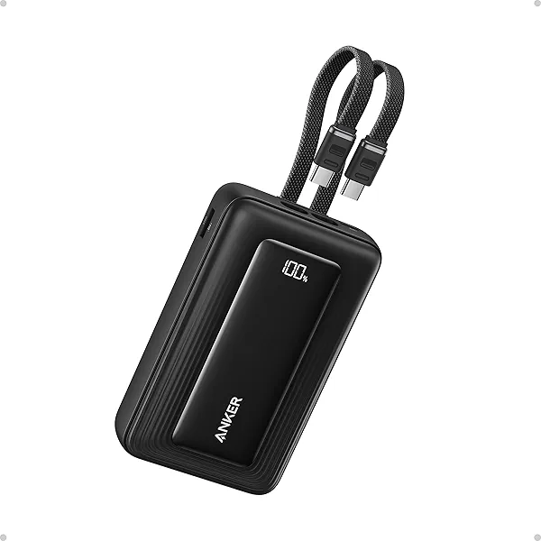 Anker Zolo Power Bank, 45W Max Fast Charging, 20,000mAh Battery Pack with Dual Built-in USB-C Cables, USB-C&A Port, for iPhone 17/16 Series, Samsung, MacBook, iPad, and More