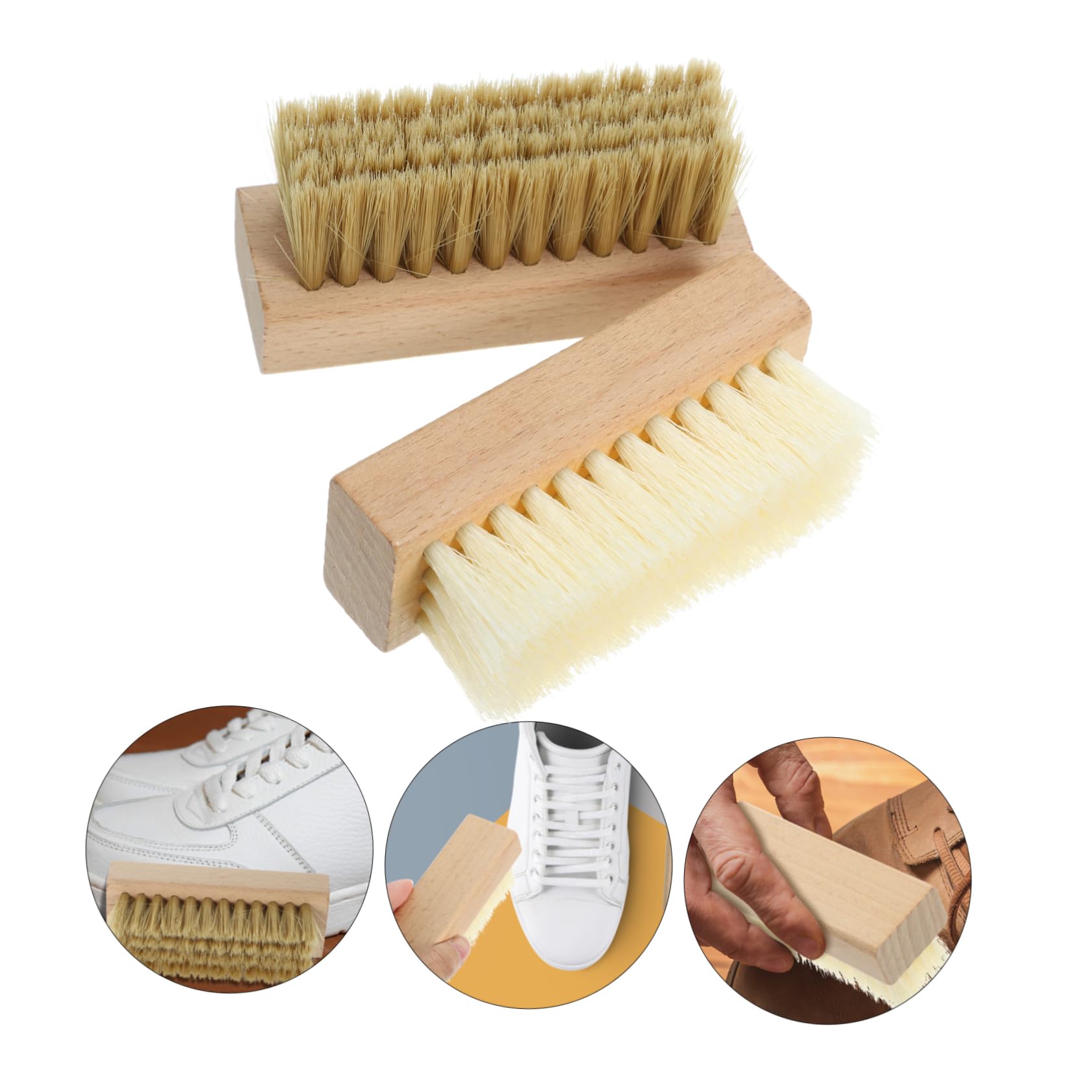 KOMBIUDA 2piezas Cepillo Limpiador De Ropa y Zapatos con Mango De Madera y Cerdas Duras y Suaves Multiusos para Limpieza Doméstica y Fregar Eficazmente