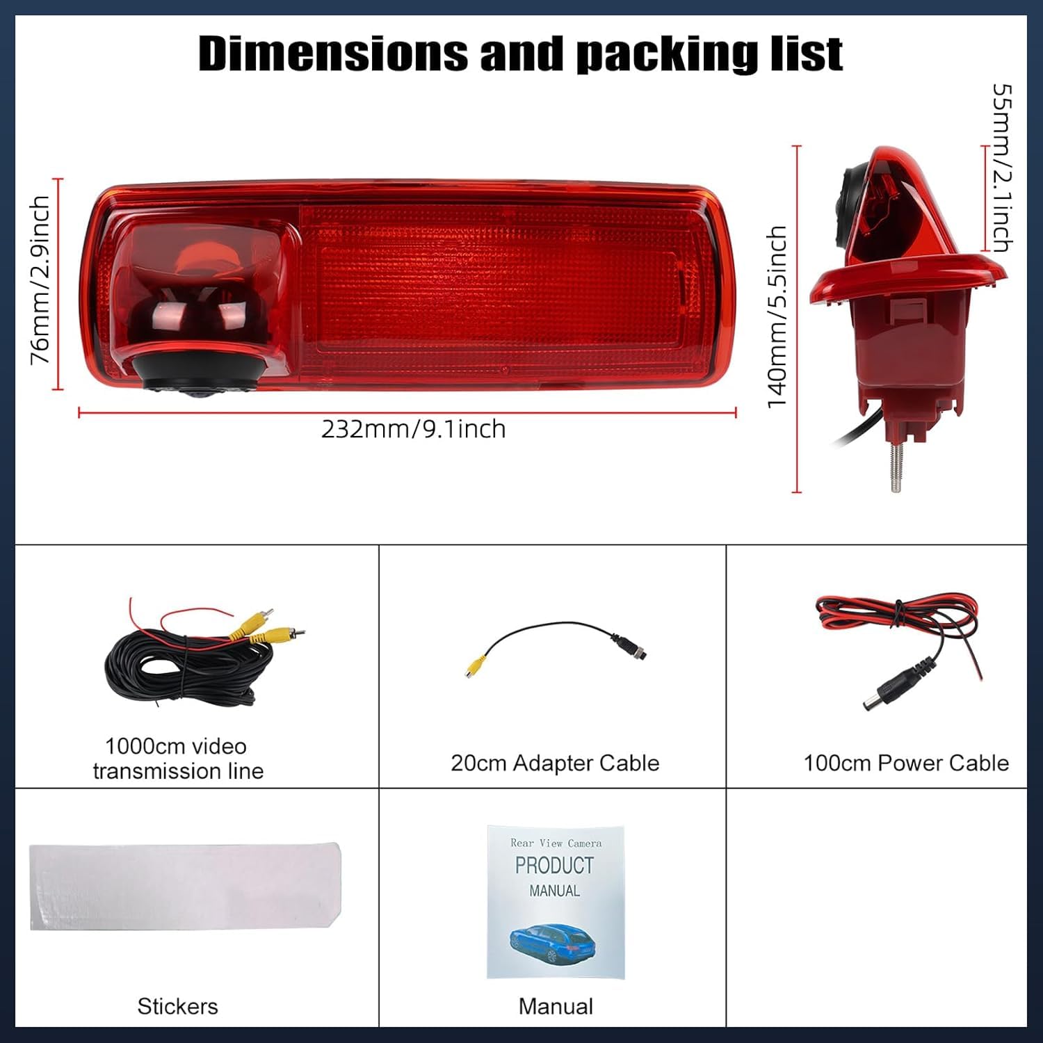 CAMECHO Visione Notturna Telecamera per Auto per Renault trafic 2014 / Opel Vivaro 2014, Telecamera retrovisore con HD/CVBS - IP67, Grandangolo 140°, Linee di guida per il parcheggio