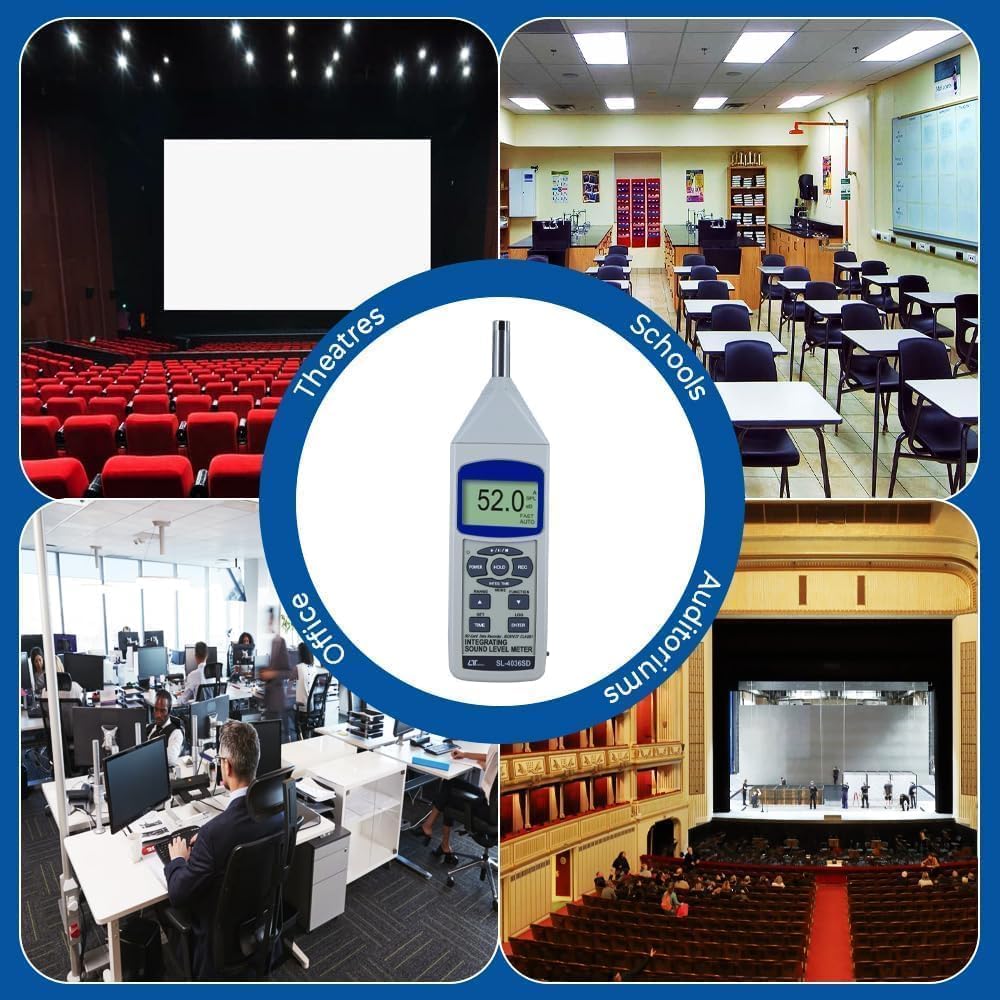 *Spedizione in 1 giorno *Fonometro professionale di Classe 1 (30–130 dB) | Decibelmetro per misurazioni acustiche industriali, ambientali e veicolari | USB | Display LCD retroilluminato | SL-4033SD
