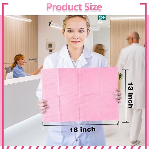 Miniatura 3 de Baberos dentales desechables rosados, 125 piezas, toalla Polyback de 3 capas, impermeables, baberos para pacientes, servilletas de dentista, hojas