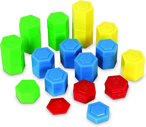 Miniatura 11 de Learning Resources Pesas hexagonales  Juego de 54 piezas, suministros para profesores de matemáticas a partir de 8 años, herramientas de aprendizaje