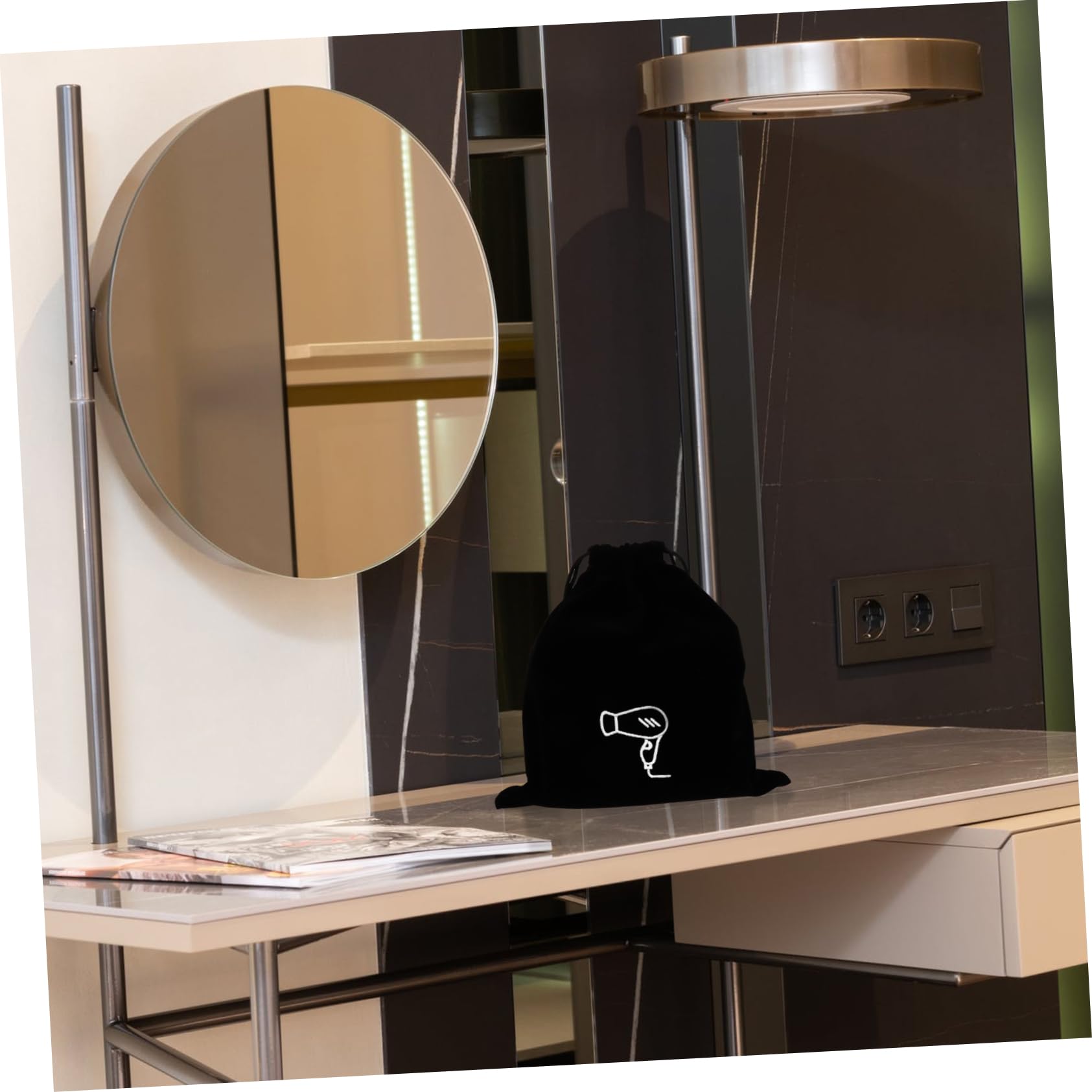 DOITOOL 15piezas Bolsa De Almacenamiento De Drawstring Para Secador De Pelo y Joyas De Flanel Para y Organizador Multiusos Negro