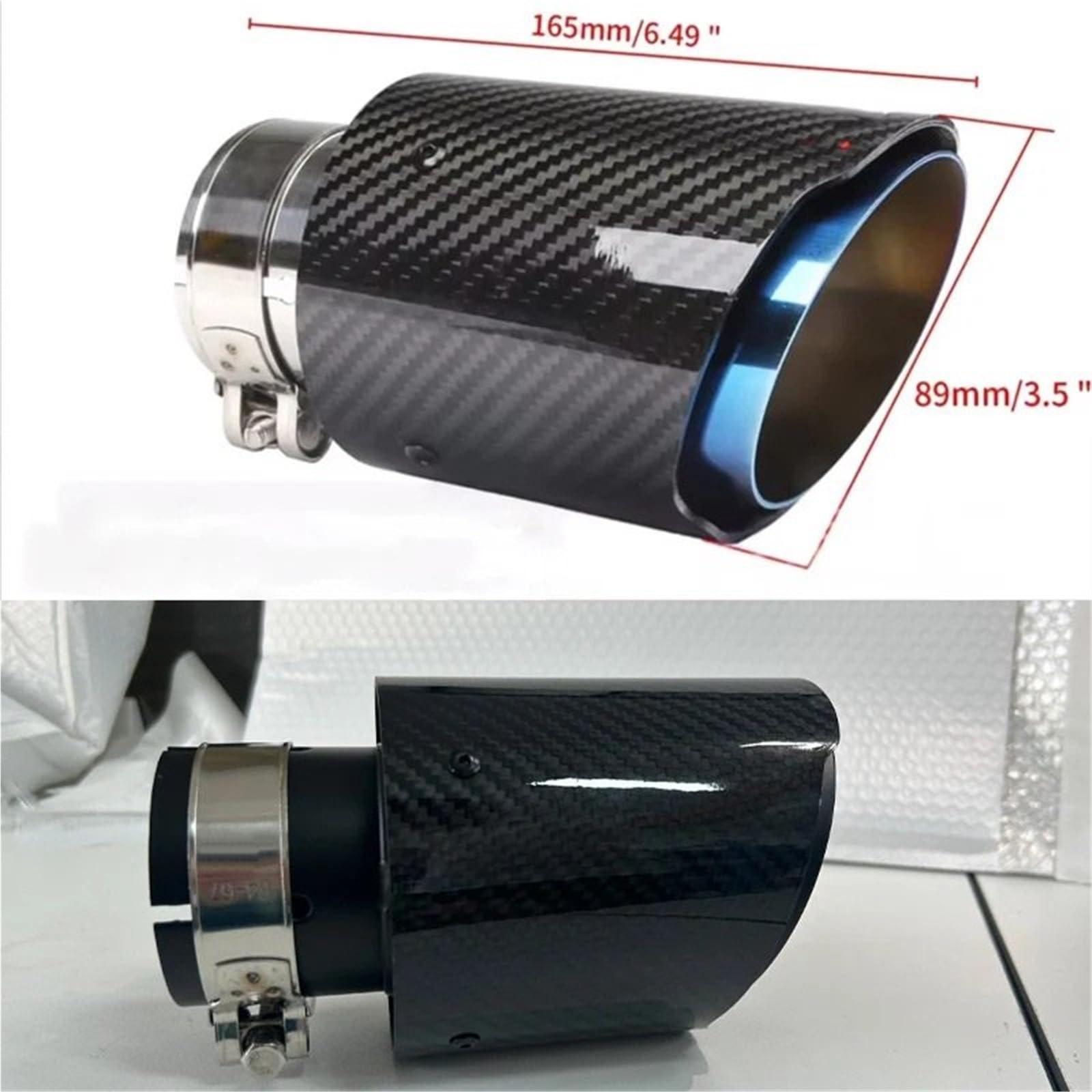Car Silencer Uniwersalny samochód błyszcząca końcówka tłumika z włókna węglowego rura układu wydechowego tłumiki dysza prosta nierdzewna czarna(54-89mm)