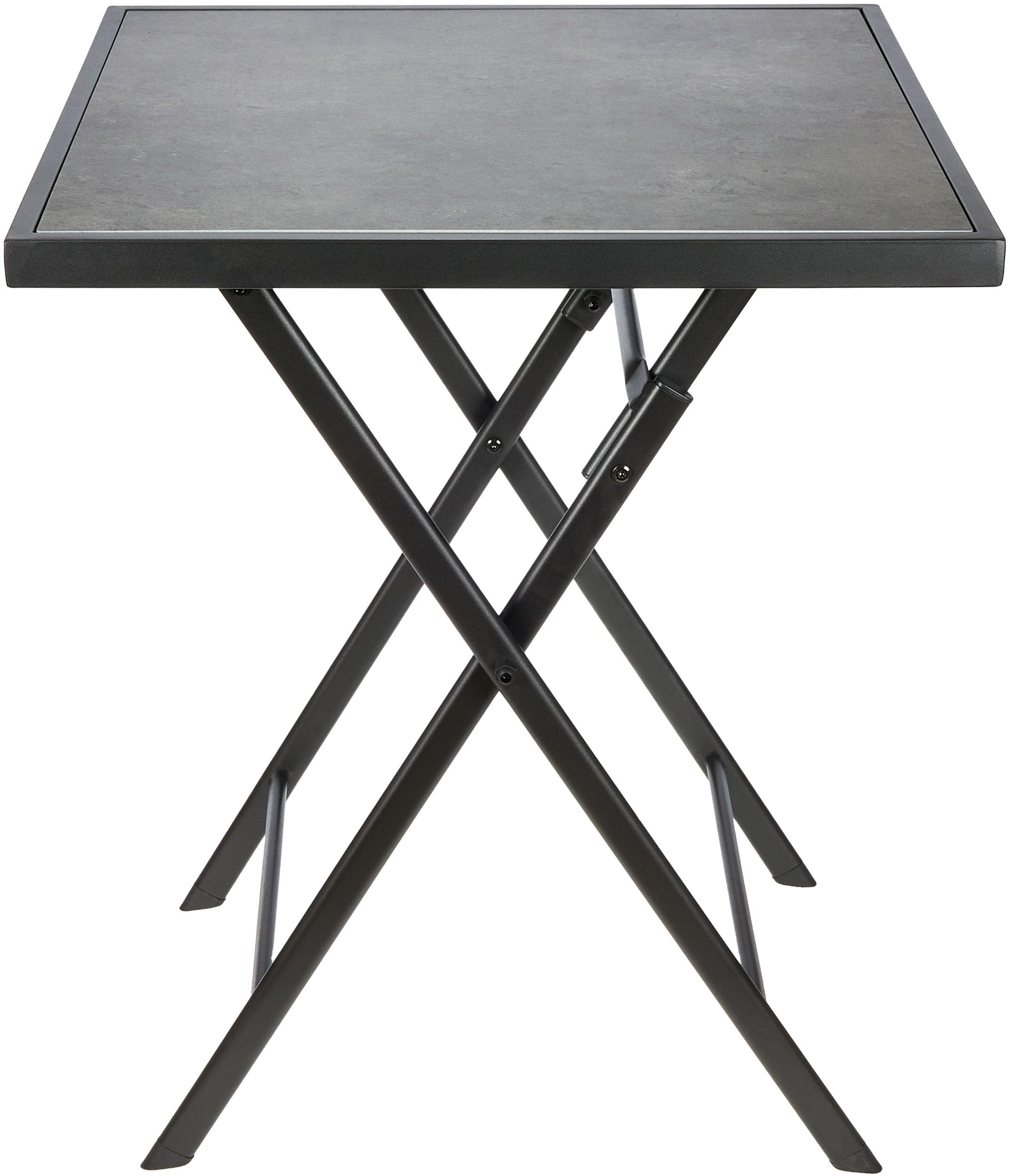 Brubaker Tavolo da Giardino Bergamo - 58 x 58 cm Tavolo da Balcone Impermeabile Pieghevole in Metallo da Campeggio Quadrato con Aspetto in Pietra – Grigio