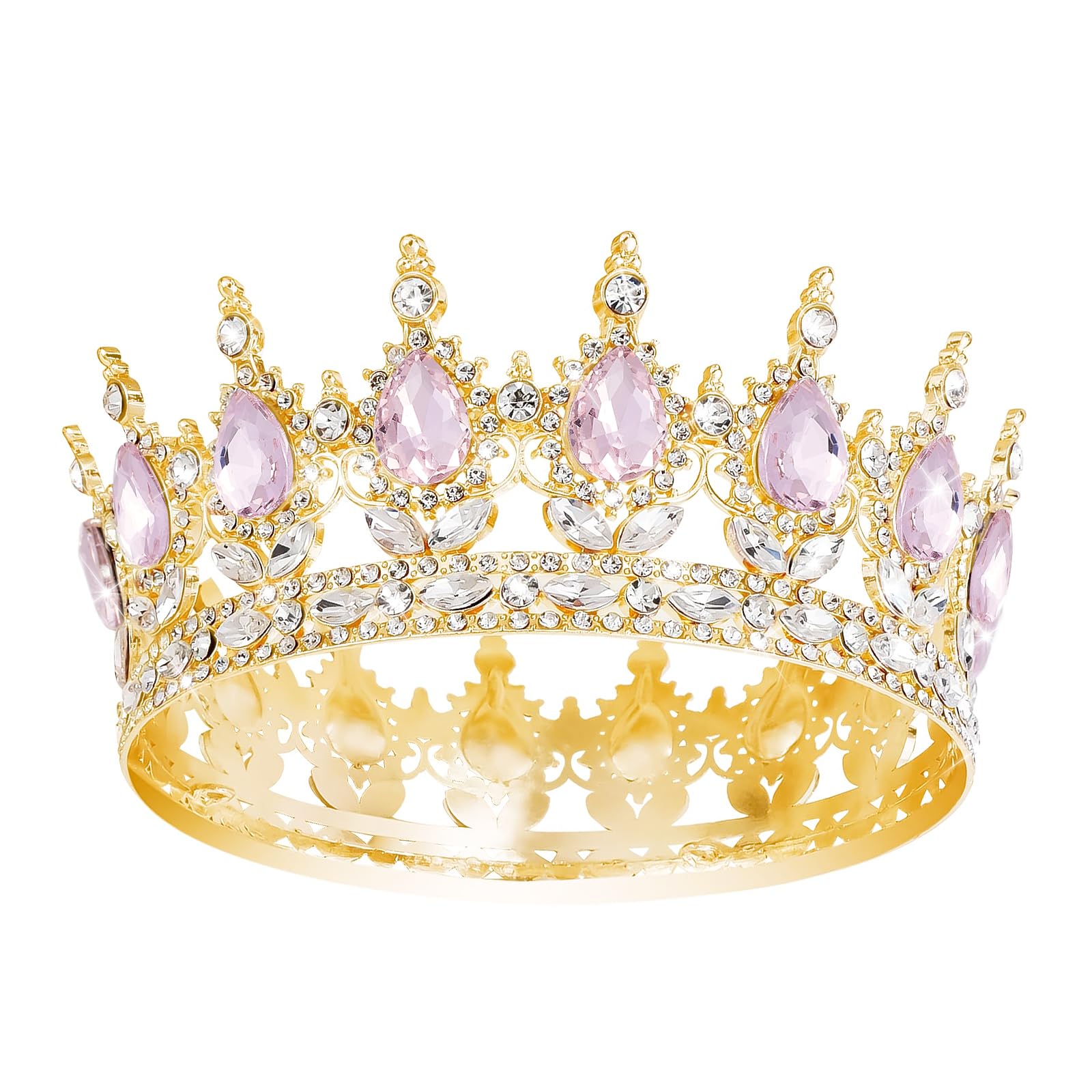 YOUlDIANZI Queen Crown Rhinestone Wedding Crowns and Tiaras for Women Costume Party Hair Accessories Princess BirthdayCrown Crystal BridalCrown Gold Pink Crown