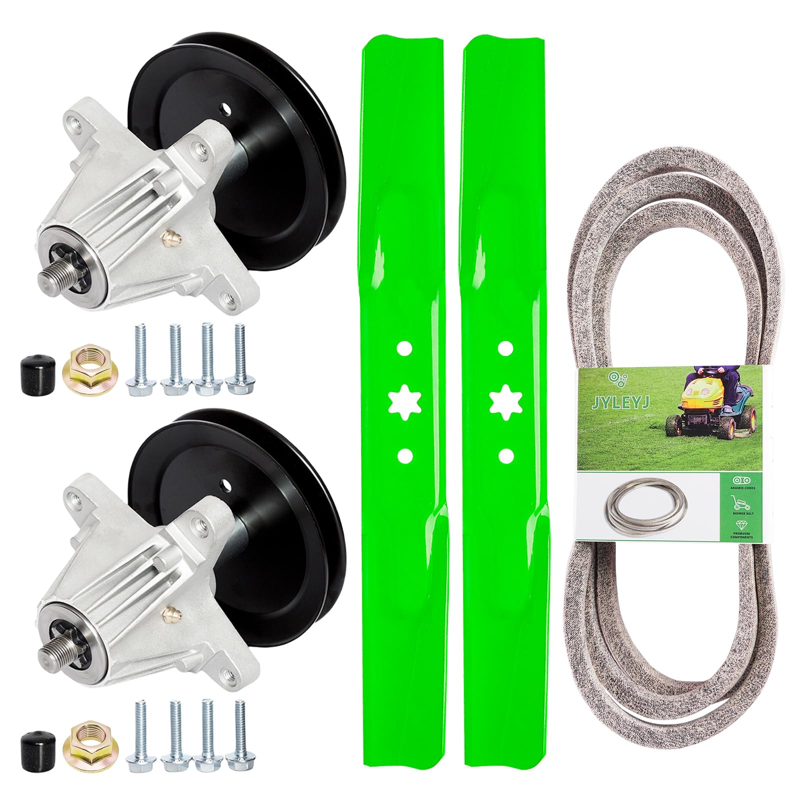 Kit de reconstrucción de cubierta para cortacésped de 42 pulgadas para MTD Cub Ca det CRA ftsman T1000 T1200 T1400 T1800, 2 husillos 618-06991 918-06991, 2 cuchillas 742-0656 742-0656 742-00