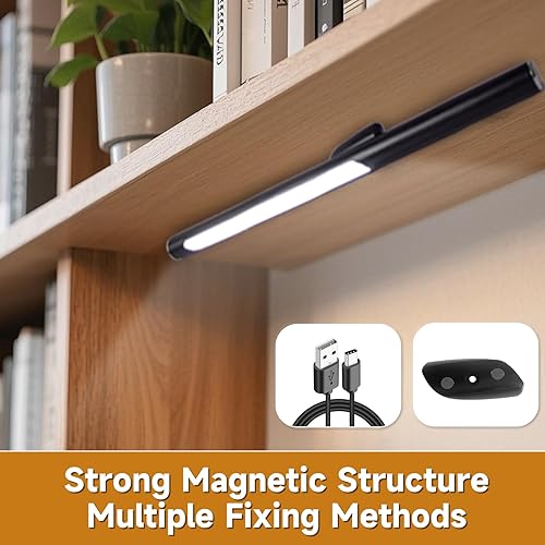 Miniatura 5 de Lámpara de escritorio LED magnética lámpara de lectura 2 en 1 con soporte para teléfono y puerto de carga USB para el hogar, dormitorio, oficina,