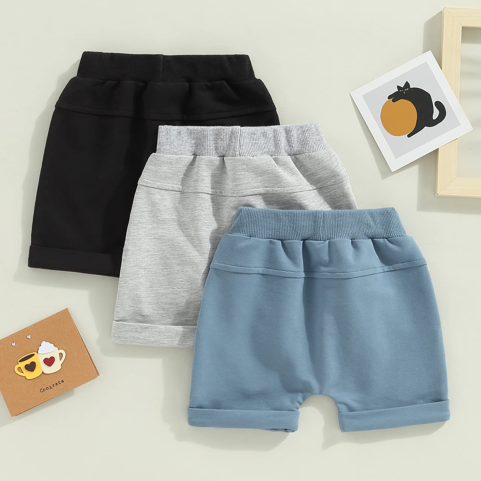 Carolilly Shorts Enfant Bébé Garçon Taille Elastique avec Poches (Pack of 3)