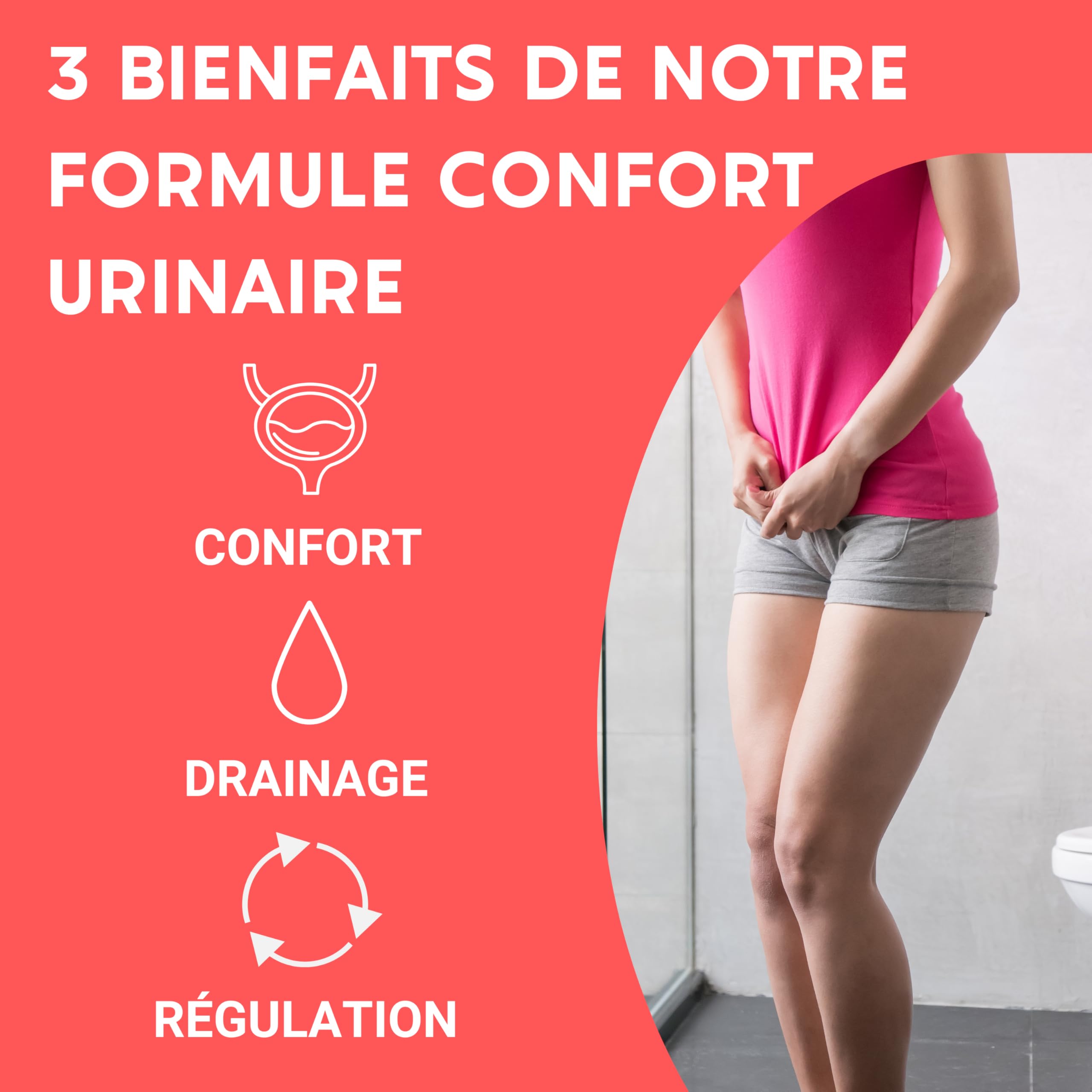 FORMULE CONFORT URINAIRE | Cranberry Psyllium Cerise Pissenlit | Complement alimentaire | Confort, Drainage, Régulation | 60 Gélules | Fabriqué en France