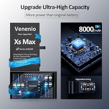 [8000mAh] Battery for iPhone Xs Max, 2025 New Upgrade High Capacity Replacement Battery for iPhone Xs Max A1921, A2101, A2102, A2104 with Professional Replacement Tool Kits