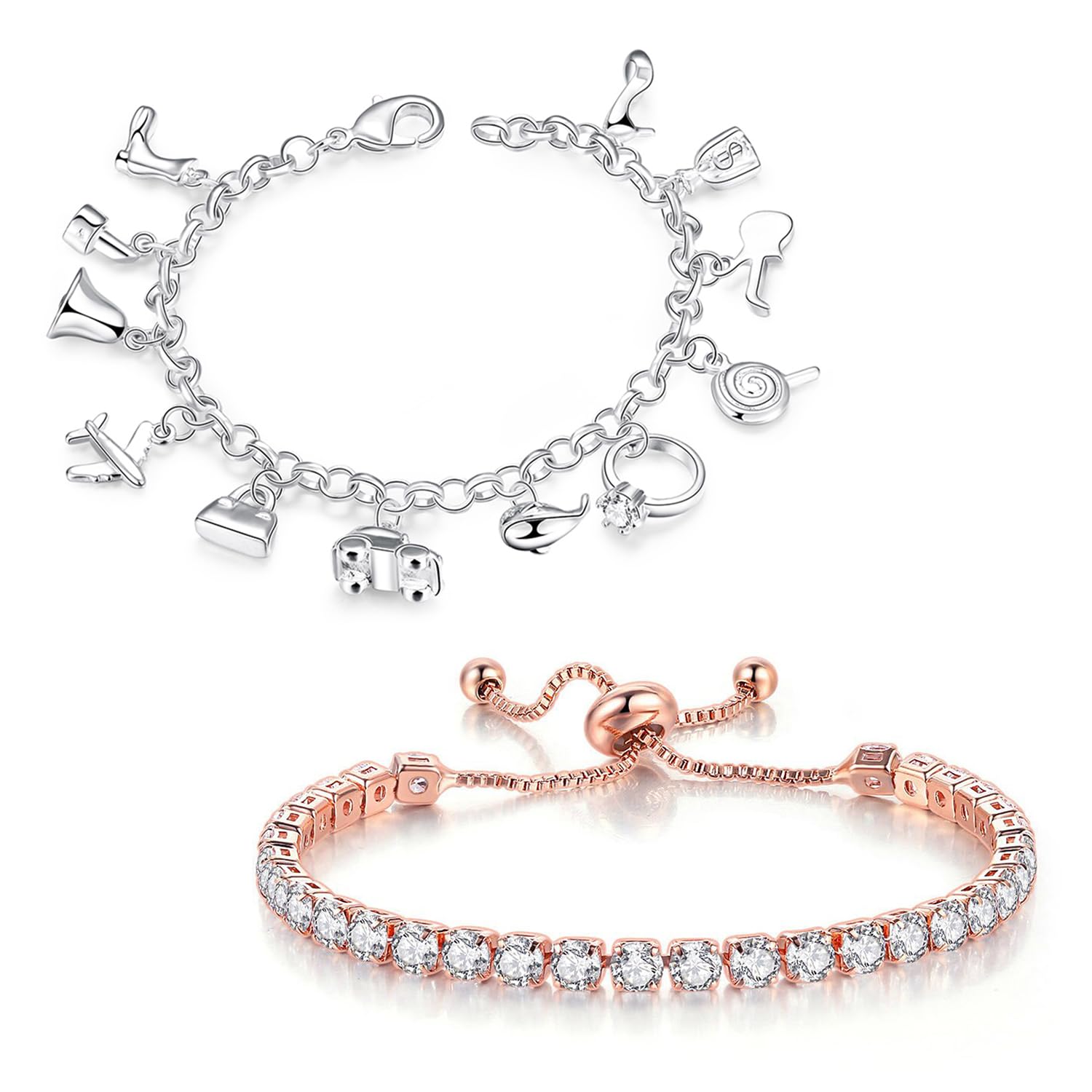 Peora Gold Plated Cubic Zirconia Studded Style Adjustable Bracelet Fashion Jewellery for Women & Girls (B0C3V42FPC) Amazon Price History, Amazon Price Tracker